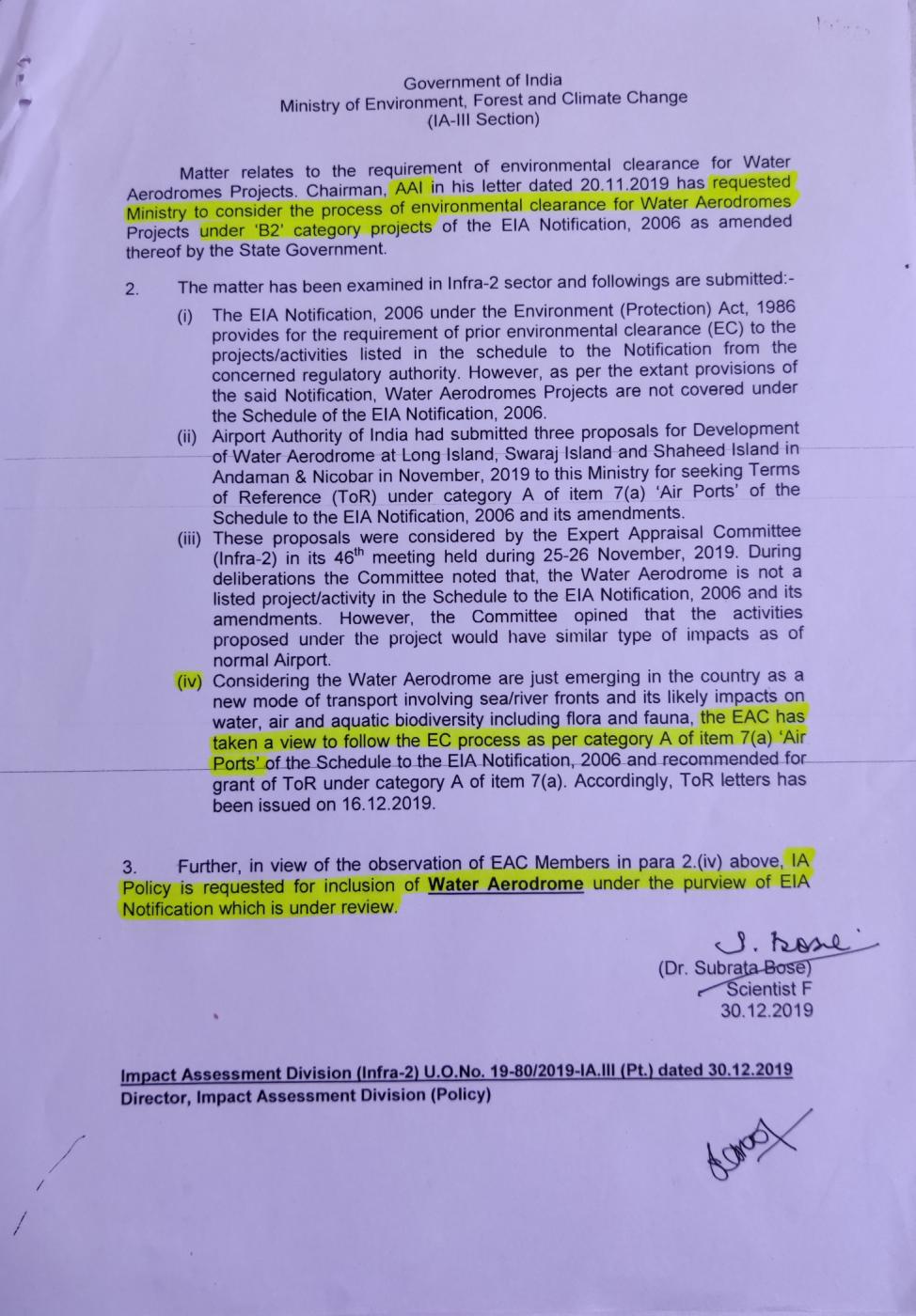 The Prime Minister Likes Seaplanes. Environmental Laws Are Being Swept